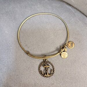 Alex and Ani Bangle Bracelet w/ Anchor Charm Gold